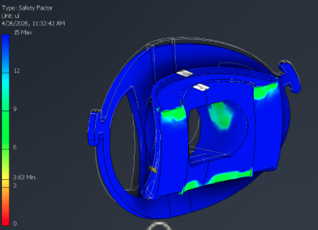 FEA trial 2 bottom plate loading and forward jaw force